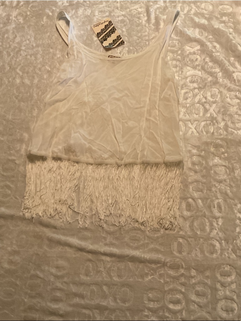 Eyeshadow White Fringe Hem Sheer Camisole